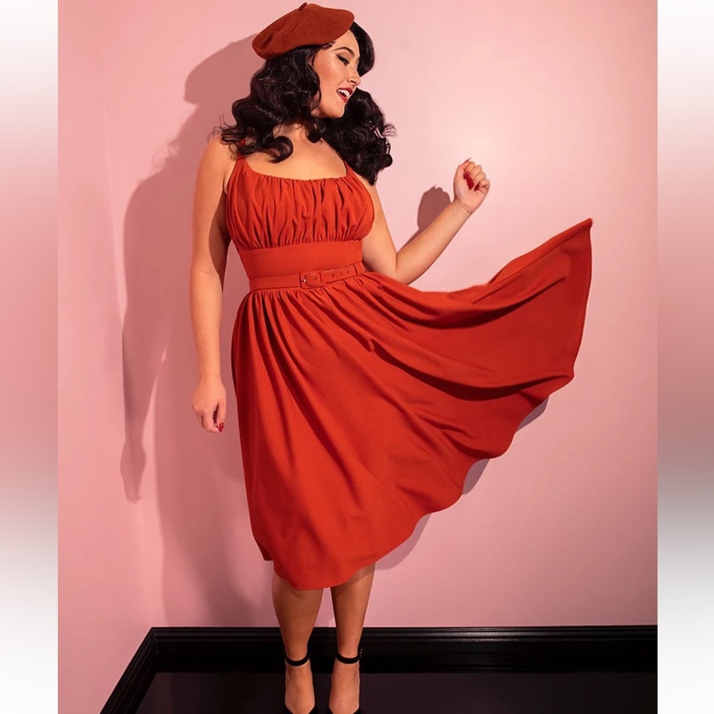 Vixen by Micheline Pitt - Ingenue Swing Dress in Pumpkin Spice